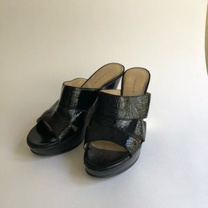 Tahari Patent Leather Wedges with gold heel